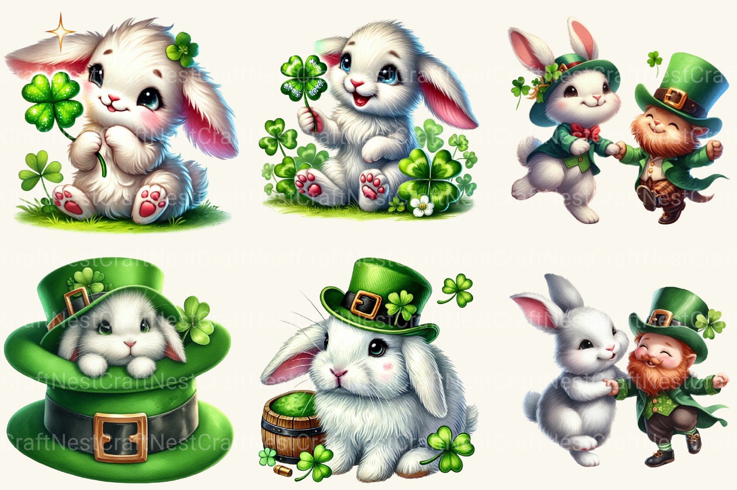 St Patrick's Bunny Clipart Bundle