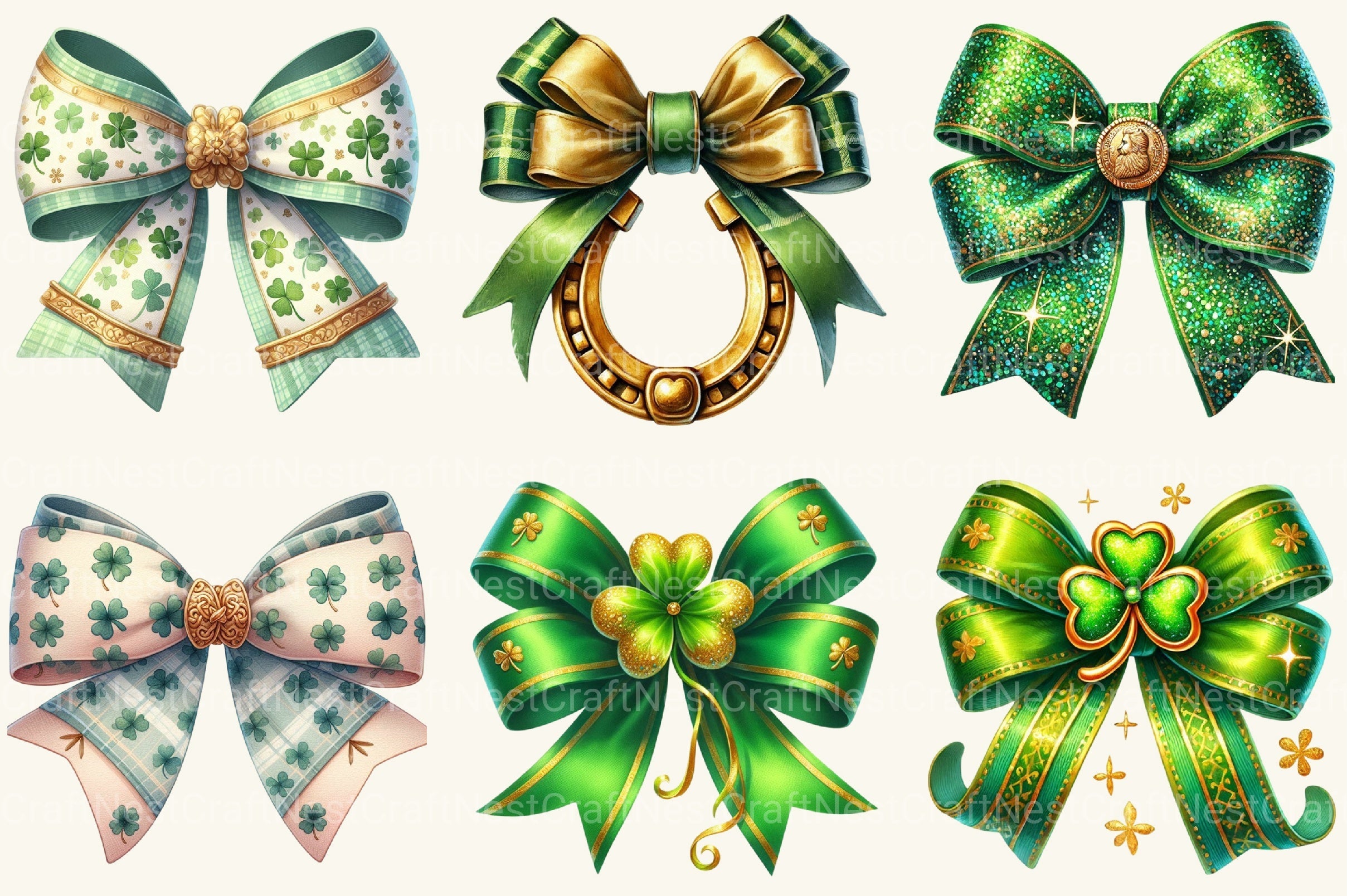 St Patrick's Bow Clipart Bundle