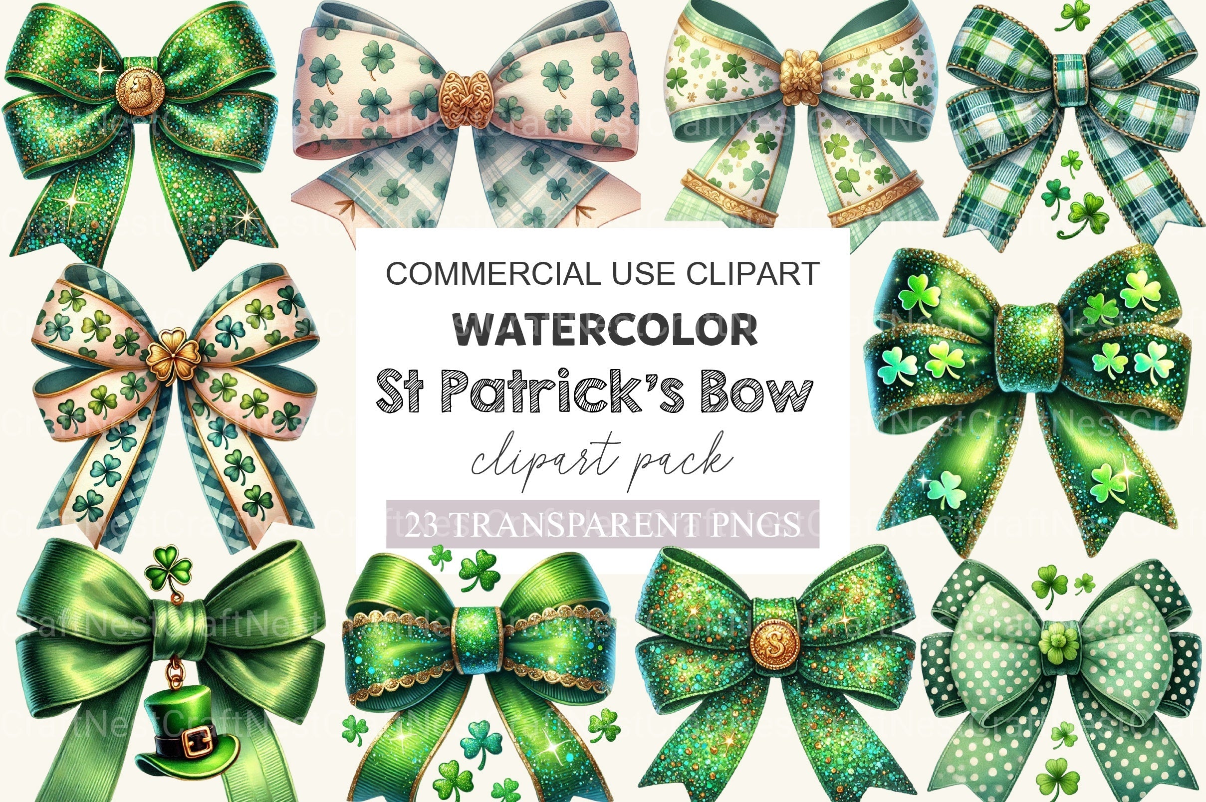 St Patrick's Bow Clipart Bundle