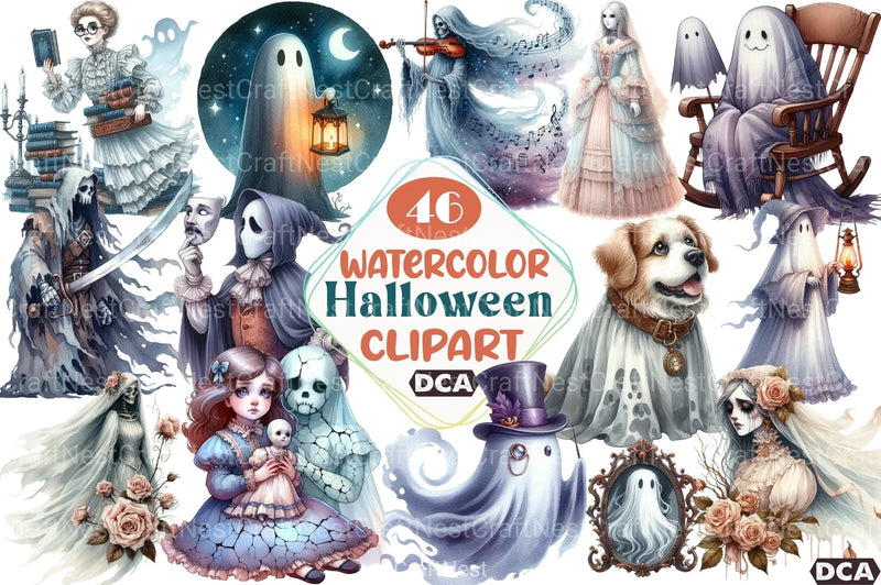 Halloween Antique Ghost Clipart Bundle - CraftNest - Digital Crafting and Art