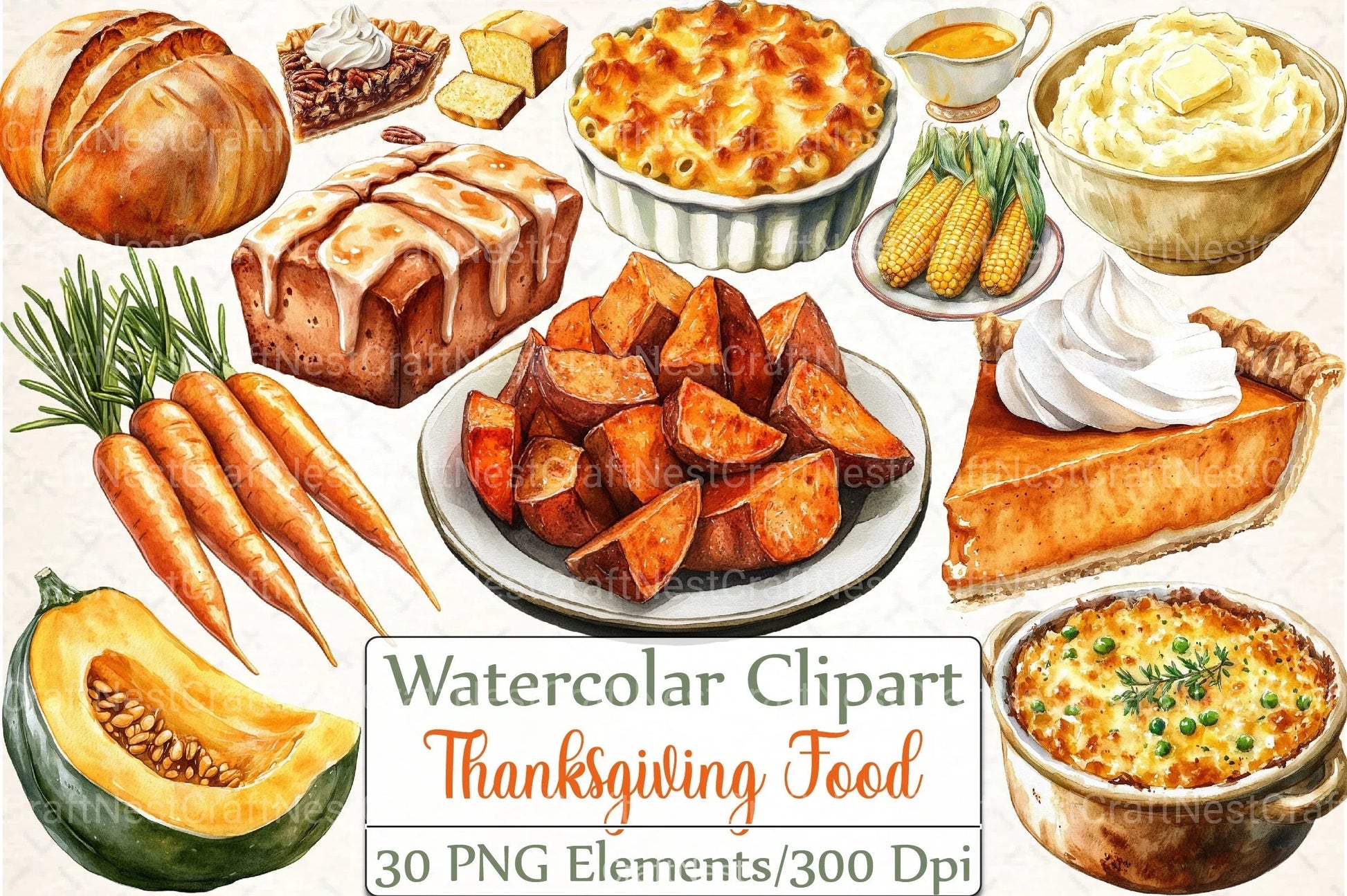Cozy Fall Thanksgiving Food Clipart Bundle - CraftNest - Digital Crafting and Art