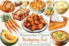 Cozy Fall Thanksgiving Food Clipart Bundle - CraftNest - Digital Crafting and Art