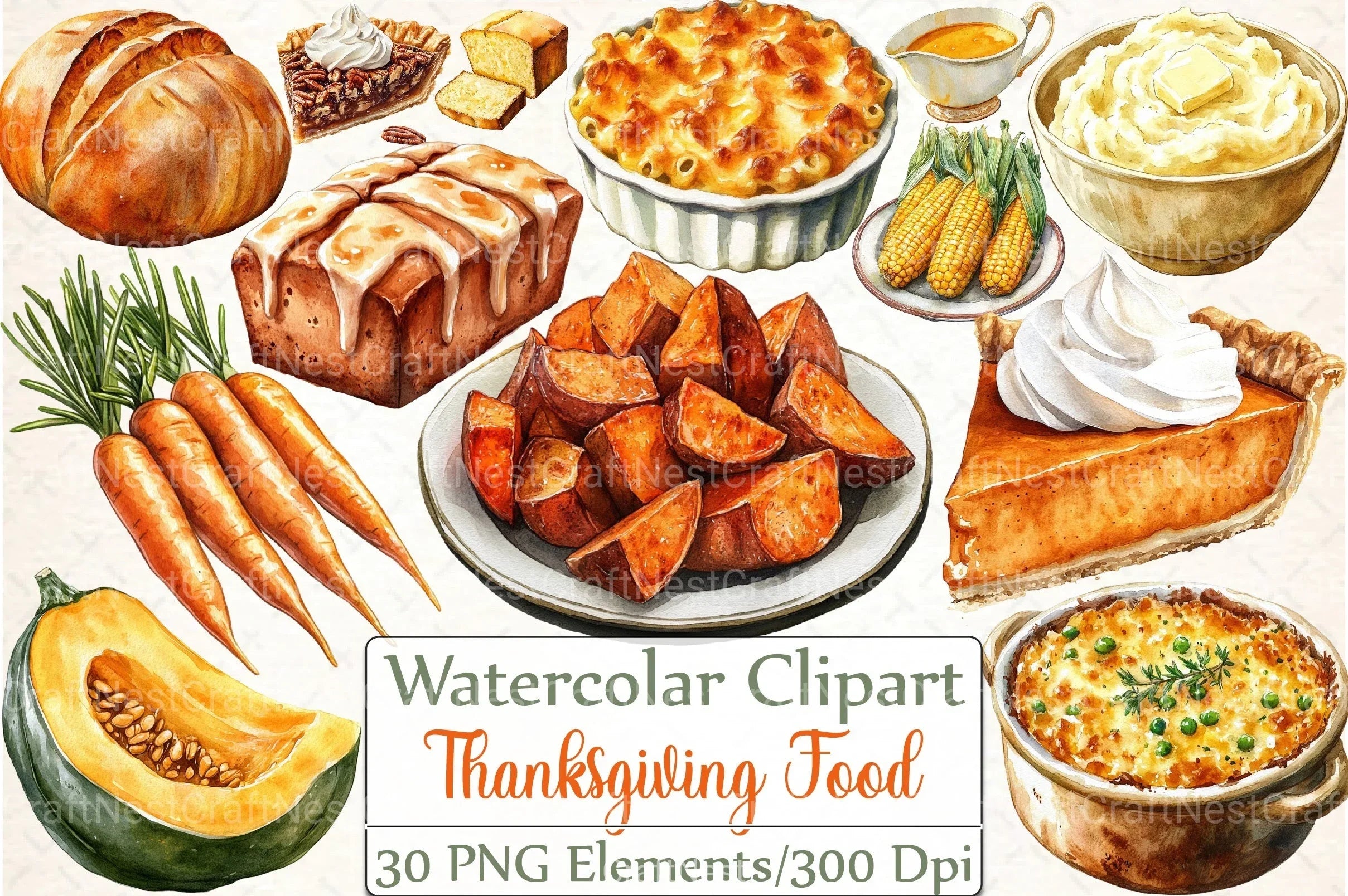 Cozy Fall Thanksgiving Food Clipart Bundle - CraftNest - Digital Crafting and Art