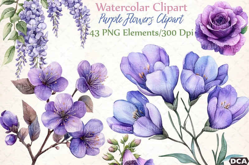 Purple Flowers Clipart Bundle 1 - CraftNest - Digital Crafting and Art