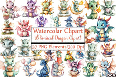 Whimsical Dragon Clipart Bundle - CraftNest - Digital Crafting and Art