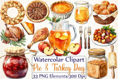 Pumpkin Pie & Turkey Day Clipart Bundle - CraftNest - Digital Crafting and Art