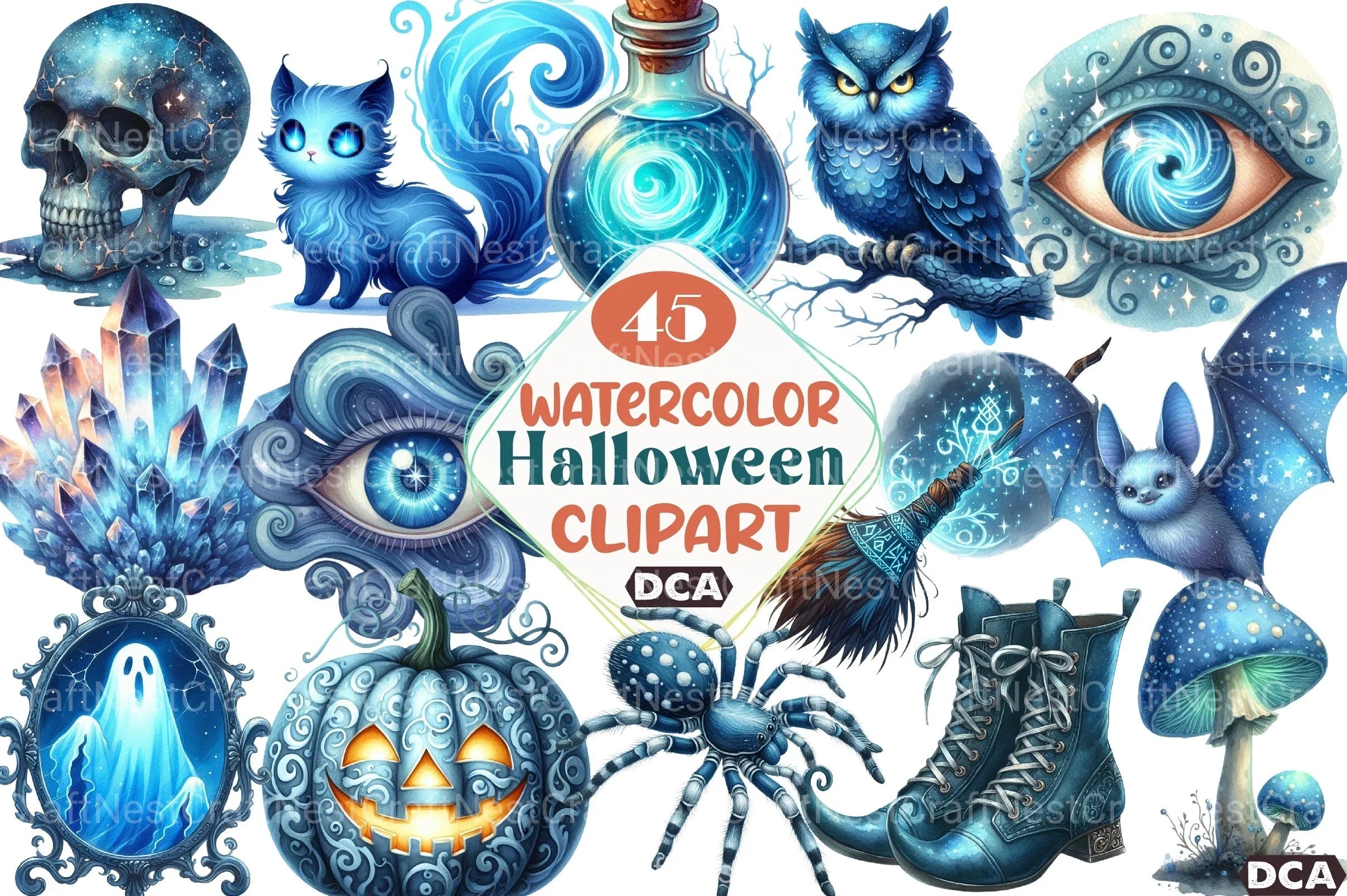 Blue Halloween Clipart Bundle 4 - CraftNest - Digital Crafting and Art