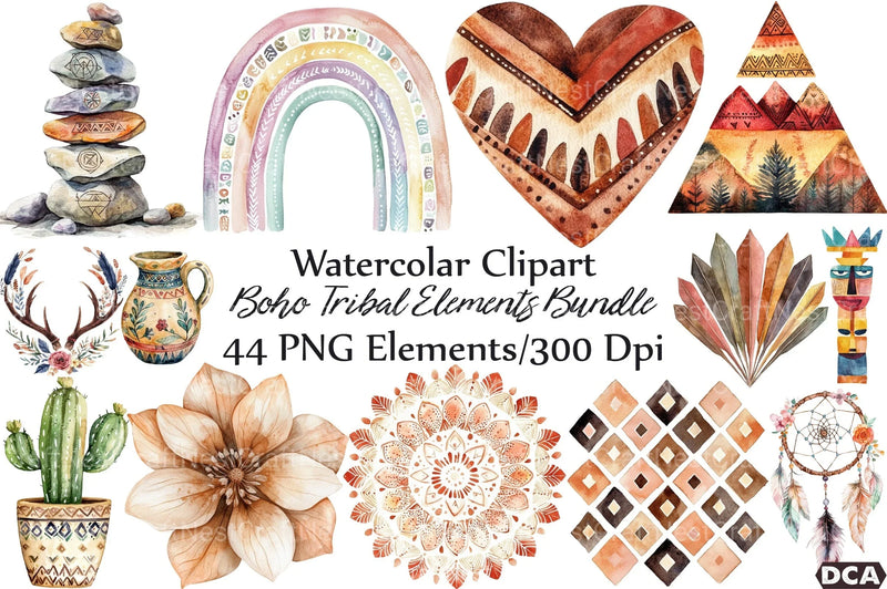 Boho Tribal Elements Clipart Bundle 4 - CraftNest - Digital Crafting and Art