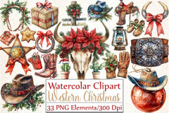 Western Cowboy Christmas Clipart Bundle 8 - CraftNest - Digital Crafting and Art