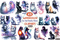 Halloween Cat & Ghost Clipart Bundle 78 - CraftNest - Digital Crafting and Art