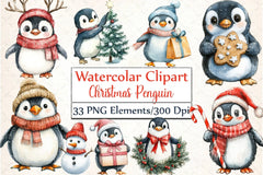 Winter Penguin Christmas Clipart Bundle 4 - CraftNest - Digital Crafting and Art