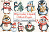 Winter Penguin Christmas Clipart Bundle