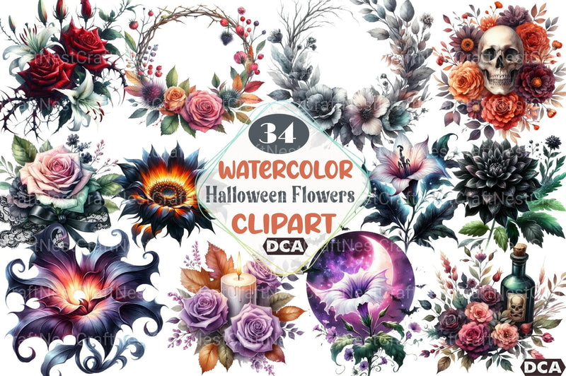 Halloween Flowers Clipart Bundle 4 - CraftNest - Digital Crafting and Art