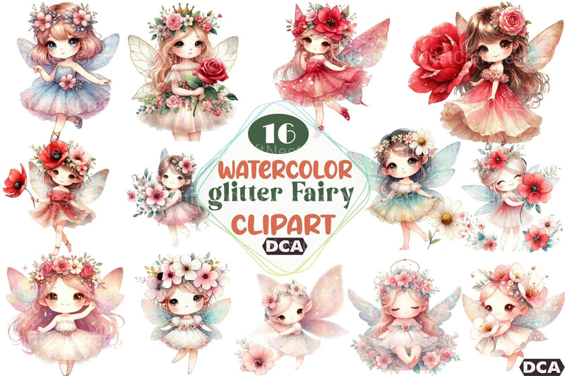Flower Glitter Fairy Clipart Bundle - CraftNest - Digital Crafting and Art