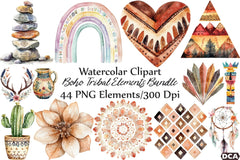 Boho Tribal Elements Clipart Bundle - CraftNest - Digital Crafting and Art
