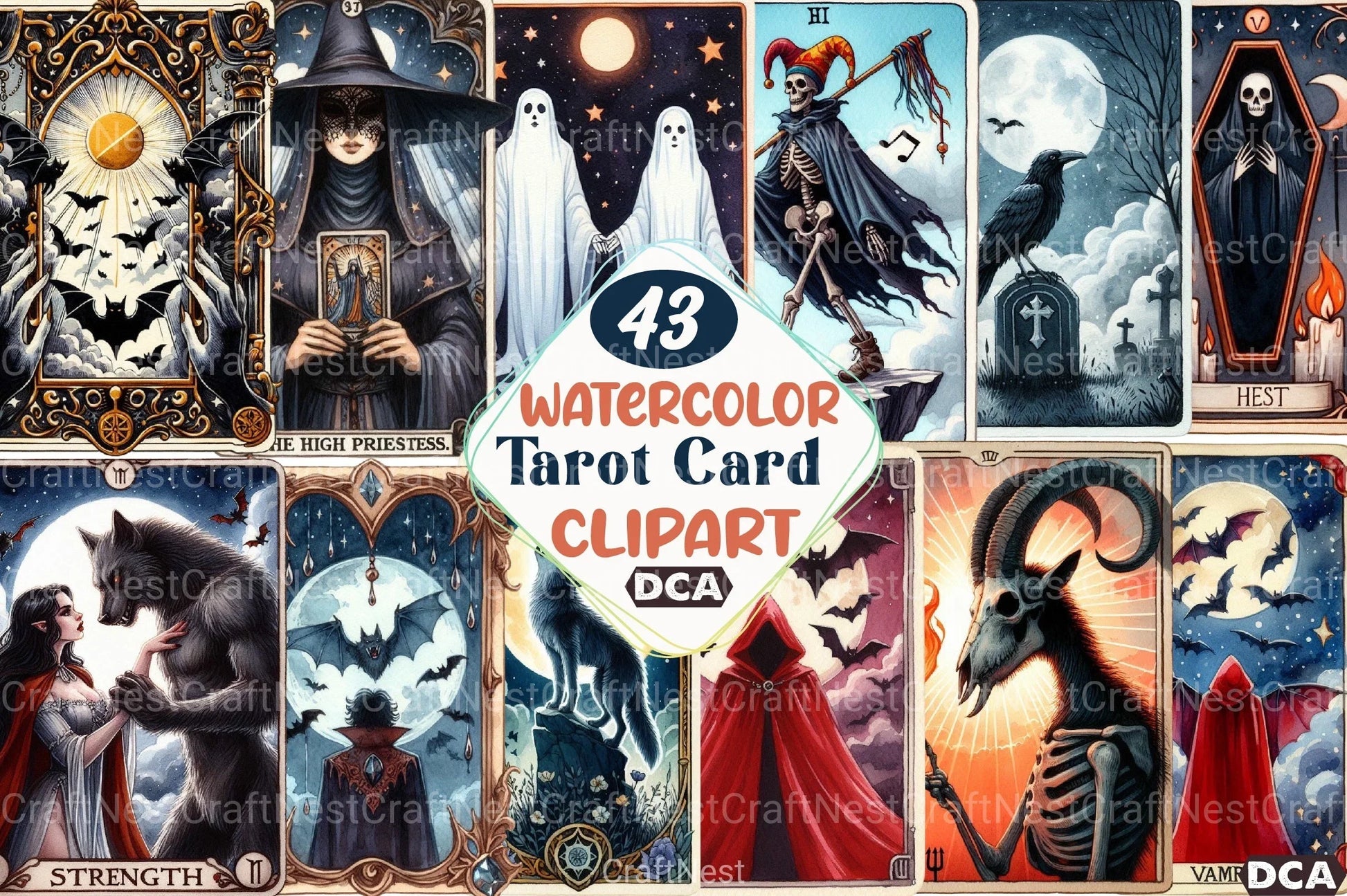 Halloween Vintage Tarot Card Clipart Bundle - CraftNest - Digital Crafting and Art