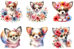 Floral Chihuahua Clipart Bundle - CraftNest - Digital Crafting and Art