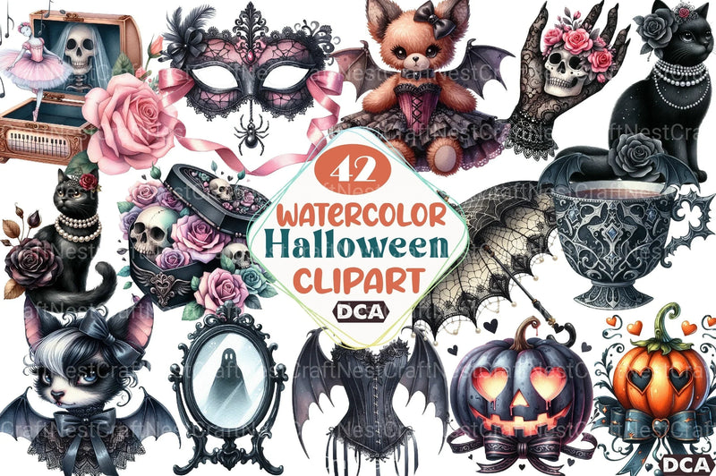 Gothic Coquette Halloween Clipart Bundle 1 - CraftNest - Digital Crafting and Art