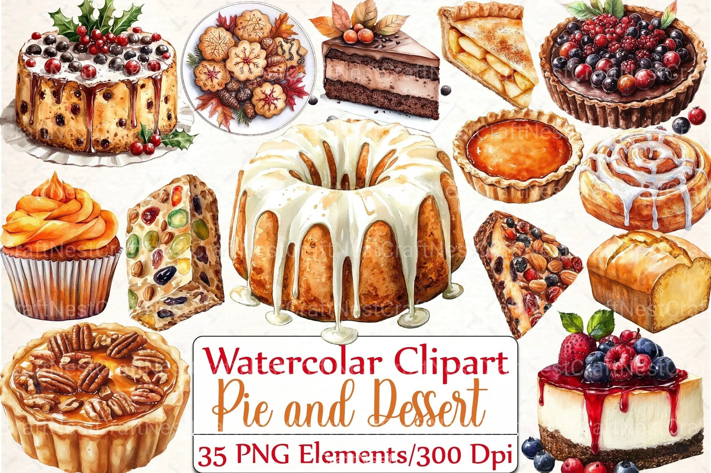 Thanksgiving Pie and Dessert Clipart Bundle - CraftNest - Digital Crafting and Art