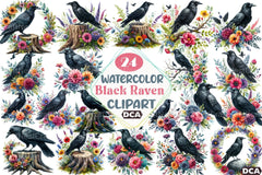 Black Raven Clipart Bundle - CraftNest - Digital Crafting and Art