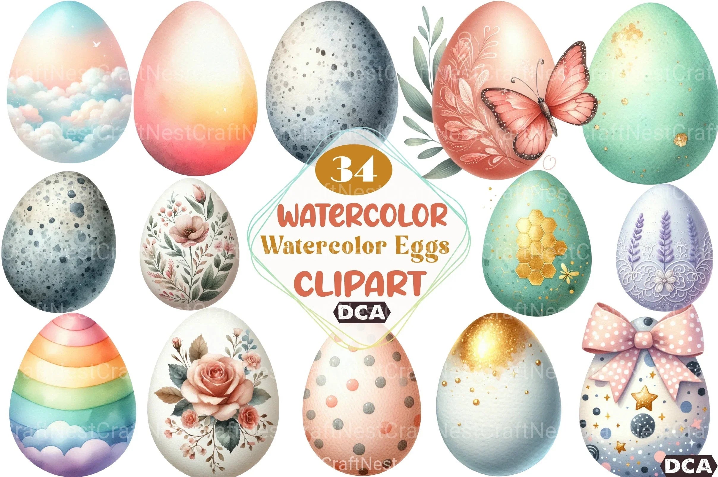 Watercolor Eggs Clipart Bundle - CraftNest - Digital Crafting and Art