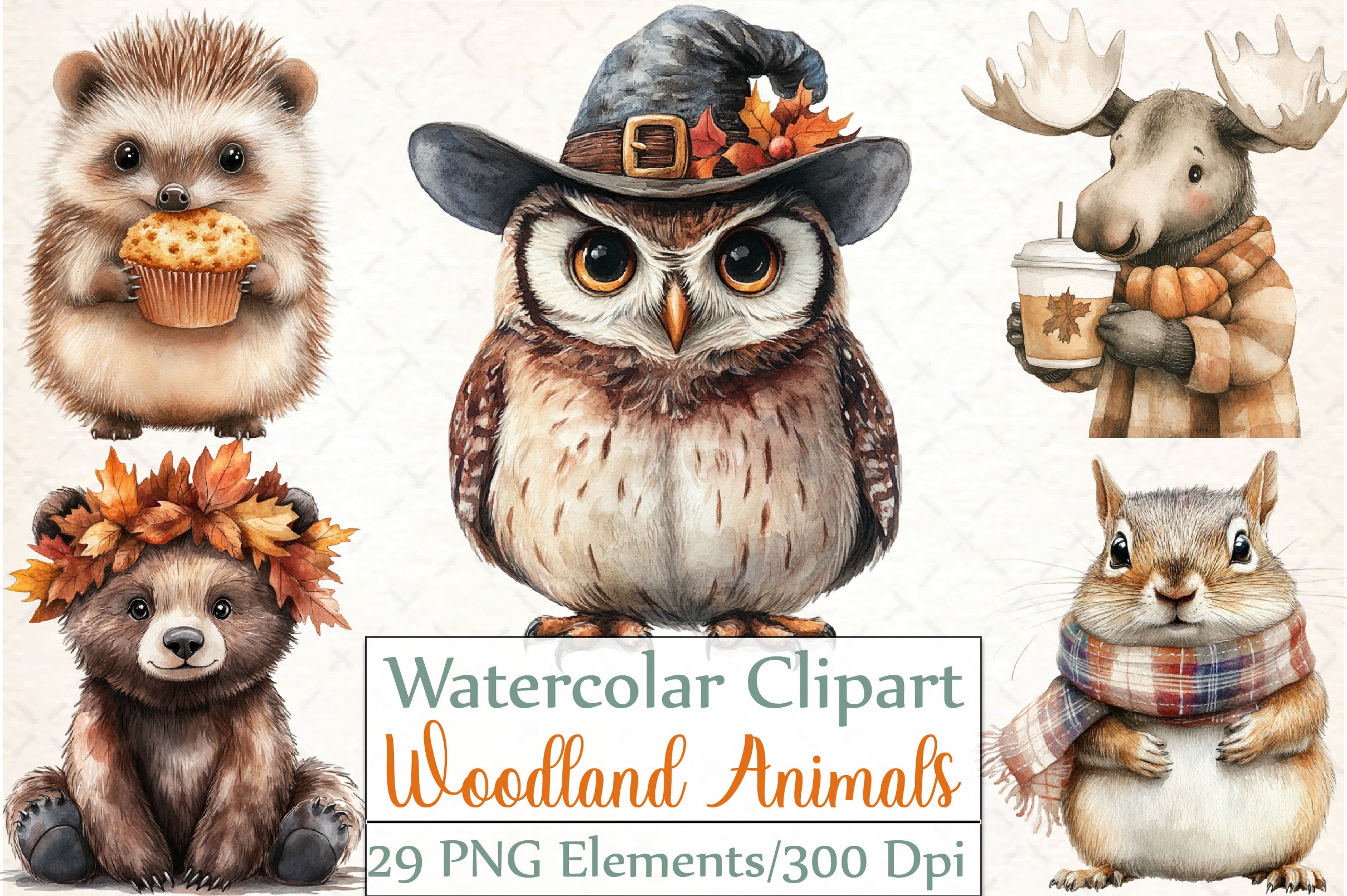 Woodland Animals Thanksgiving Clipart Bundle