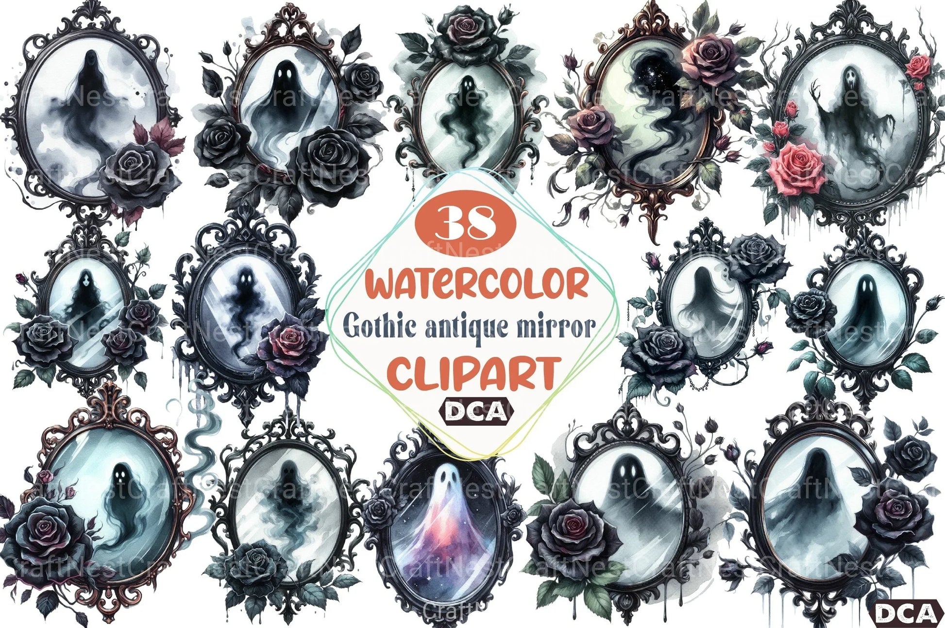 Gothic Antique Mirror Clipart Bundle - CraftNest - Digital Crafting and Art