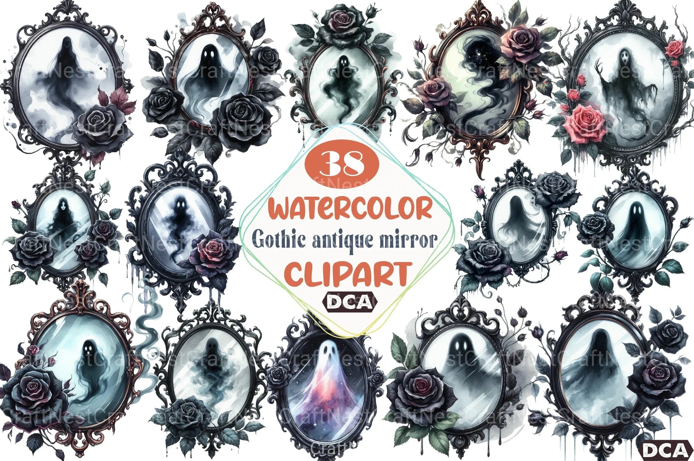 Gothic Antique Mirror Clipart Bundle - CraftNest - Digital Crafting and Art