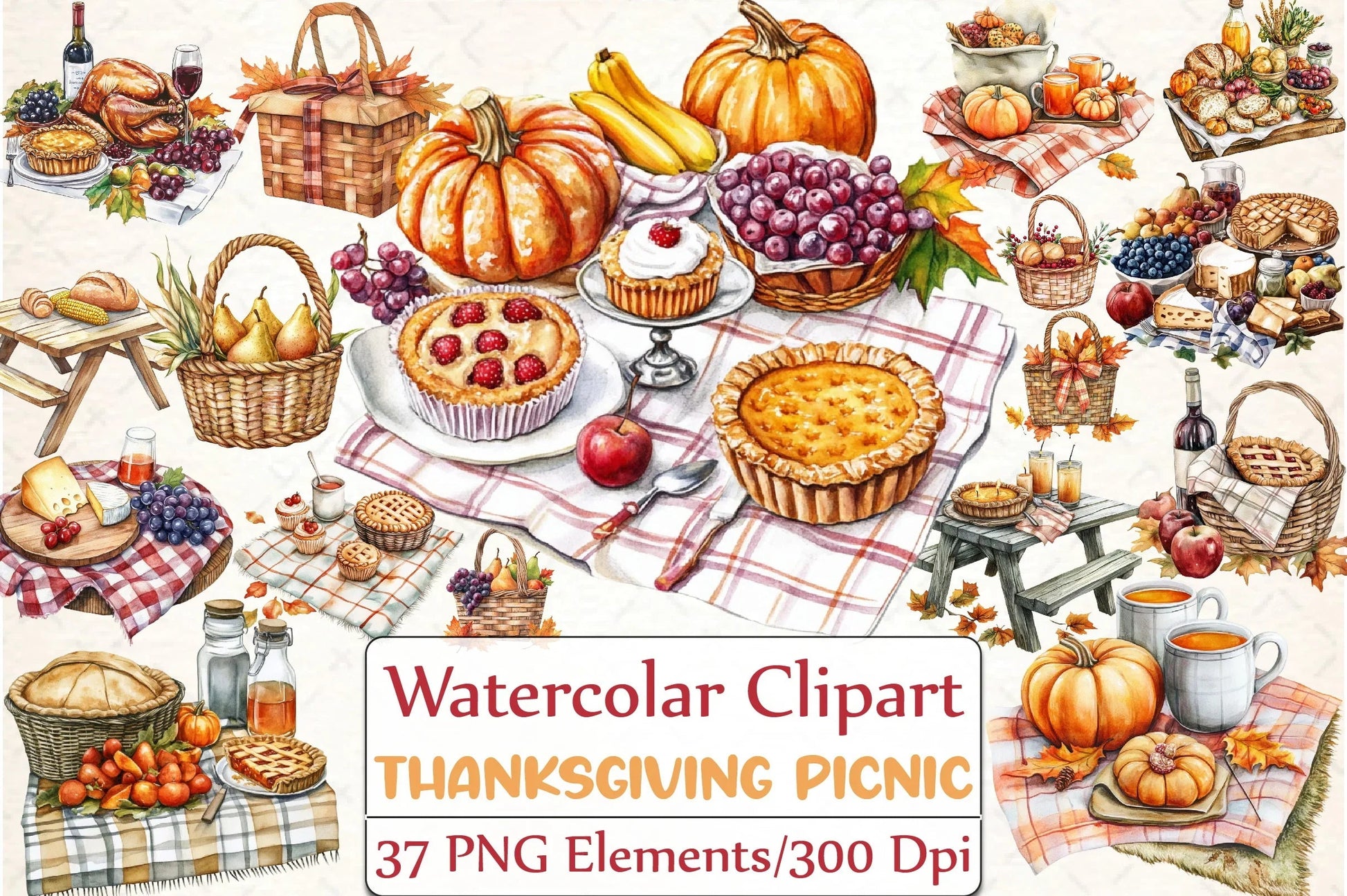 Thanksgiving Picnic Clipart Bundle - CraftNest - Digital Crafting and Art
