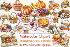 Thanksgiving Picnic Clipart Bundle - CraftNest - Digital Crafting and Art