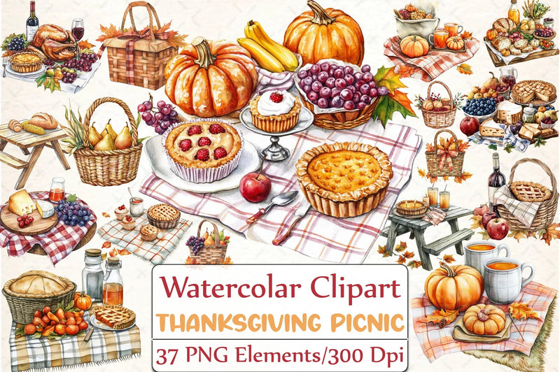 Thanksgiving Picnic Clipart Bundle - CraftNest - Digital Crafting and Art