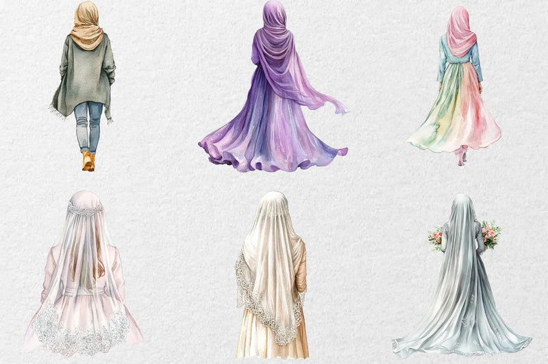 Hijab Girl Backside Clipart Bundle - CraftNest - Digital Crafting and Art