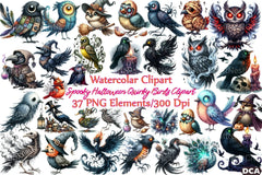 Spooky Halloween Quirky Birds Clipart Bundle - CraftNest - Digital Crafting and Art