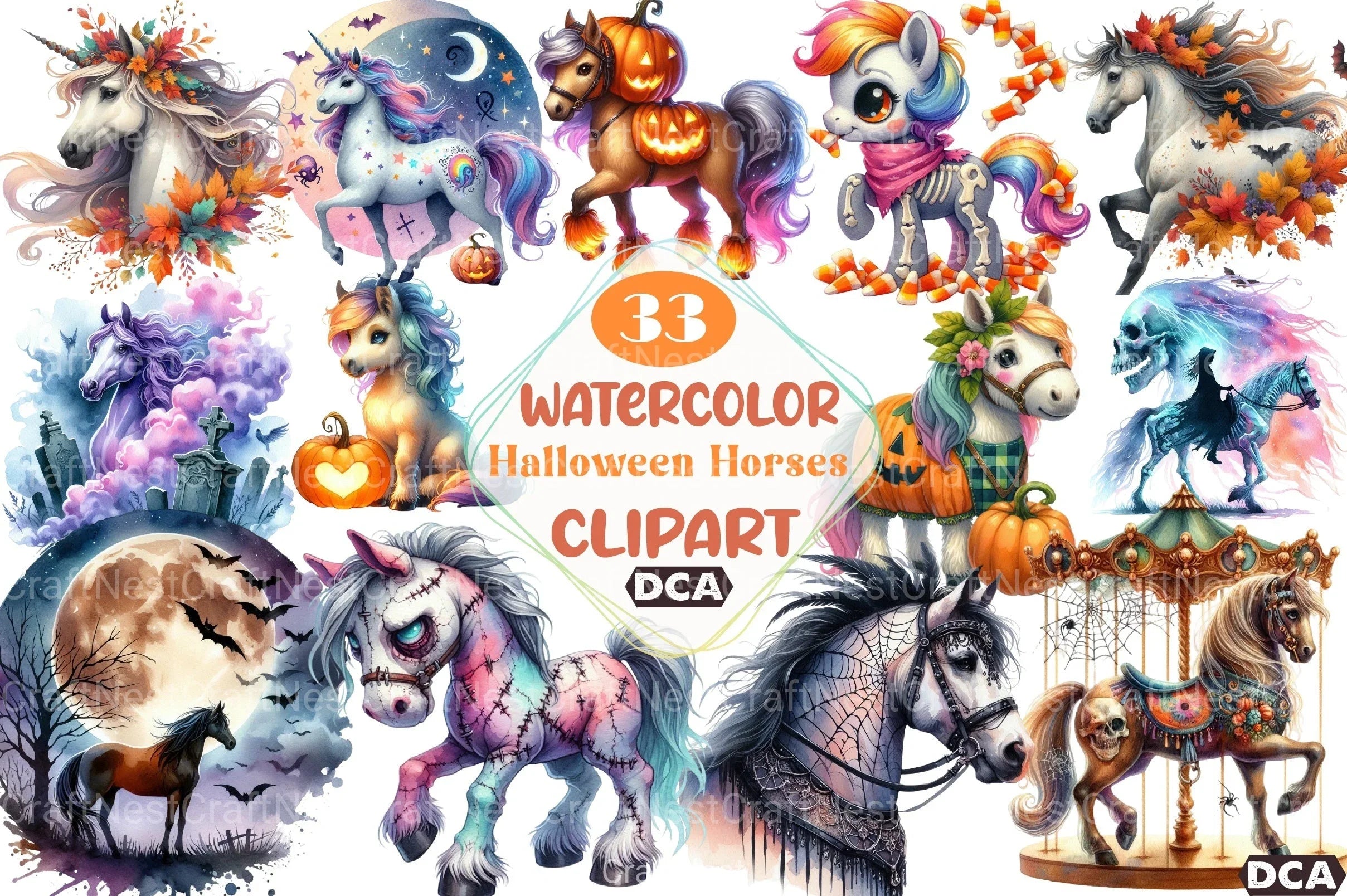 Halloween Horses Clipart Bundle 2 - CraftNest - Digital Crafting and Art