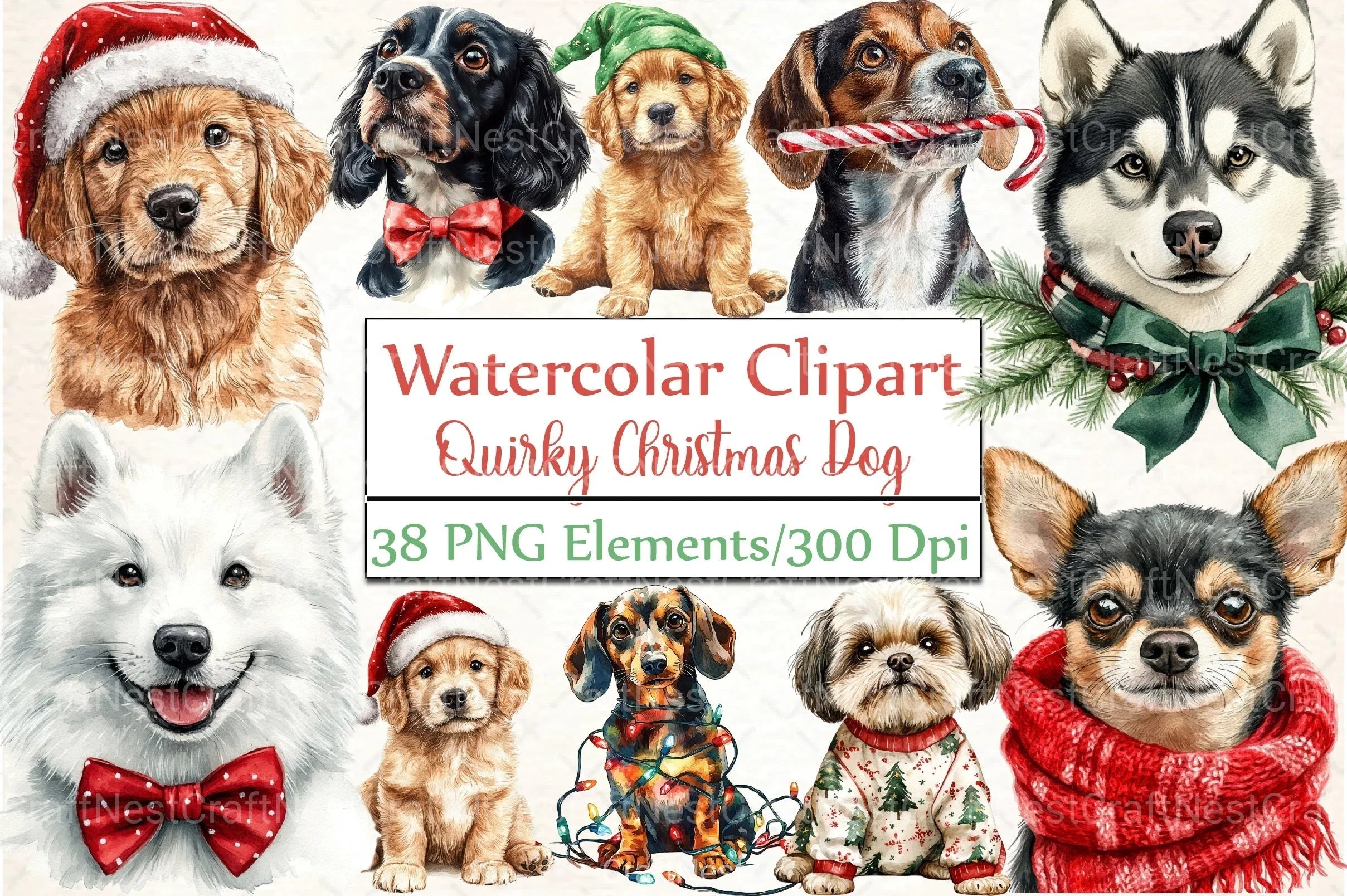 Quirky Christmas Dogs Clipart Bundle - CraftNest - Digital Crafting and Art