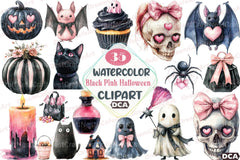 Black Pink Halloween Clipart Bundle - CraftNest - Digital Crafting and Art