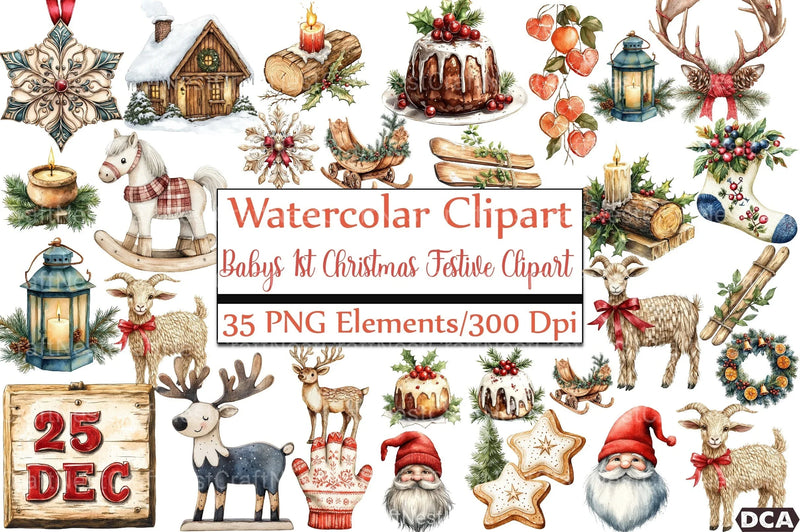 Baby's First Christmas Festive Clipart Bundle - CraftNest - Digital Crafting and Art