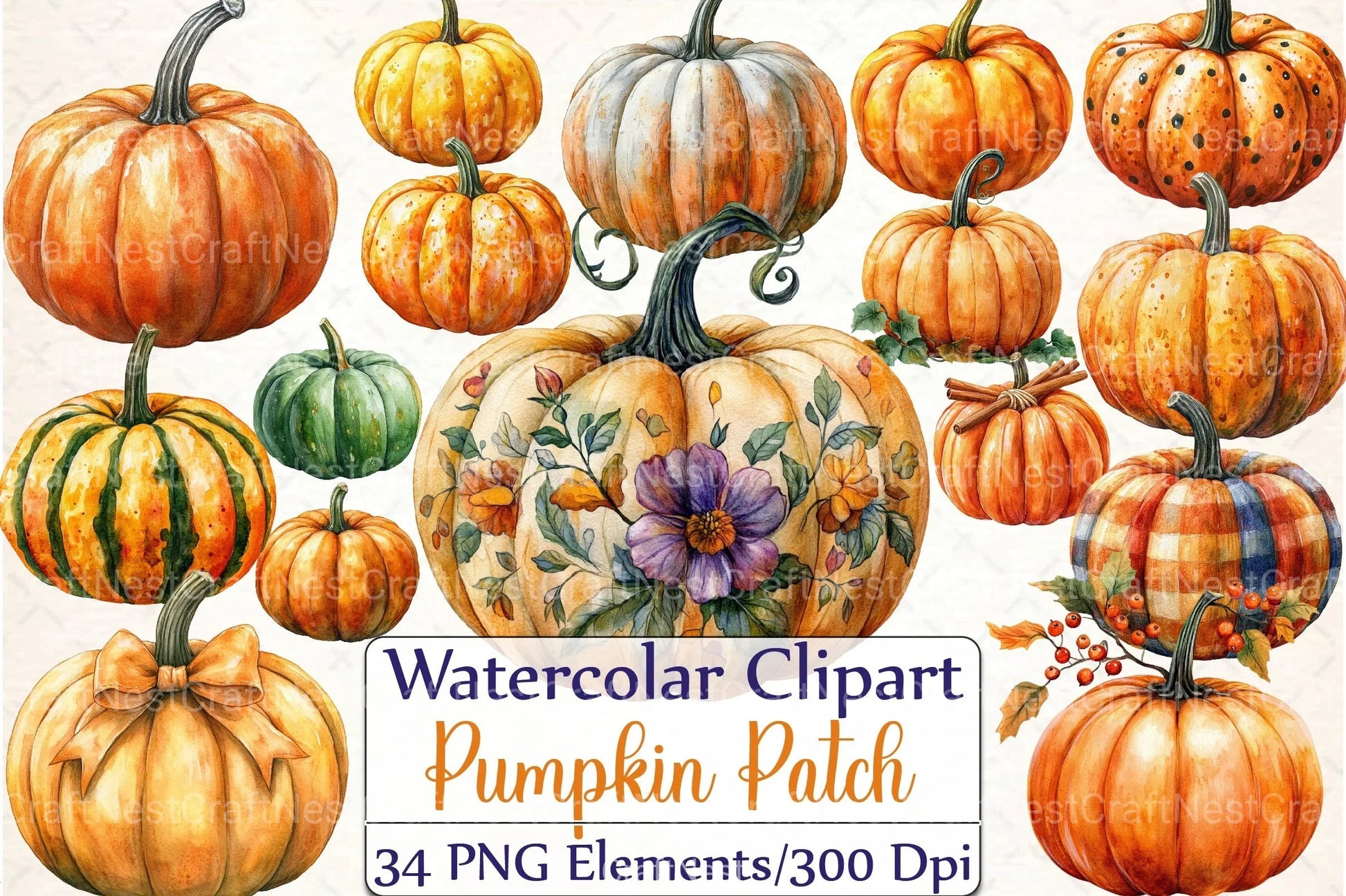 Pumpkin Patch Thanksgiving Clipart Bundle - CraftNest - Digital Crafting and Art