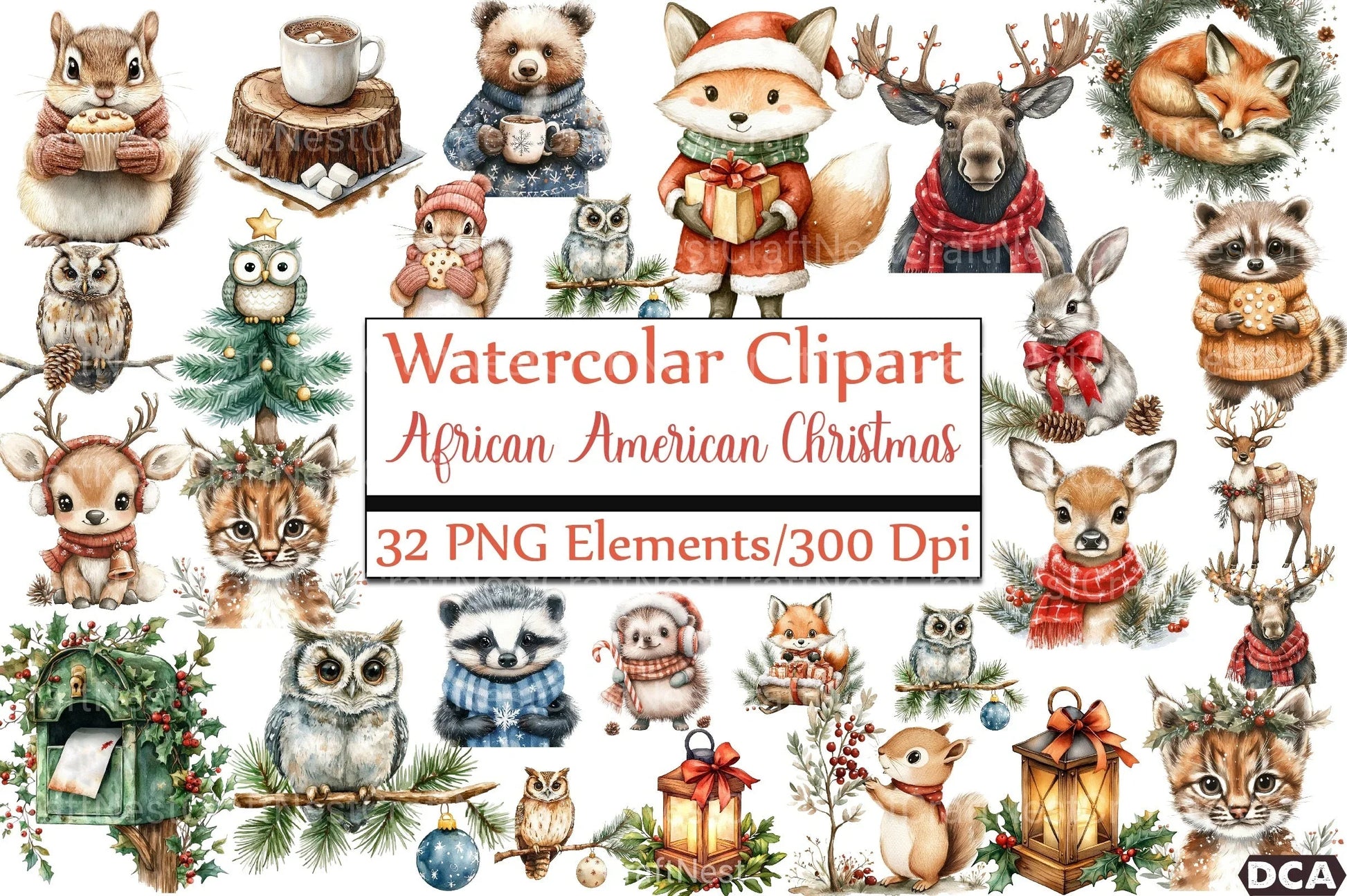 African American Christmas Clipart Bundle - CraftNest - Digital Crafting and Art