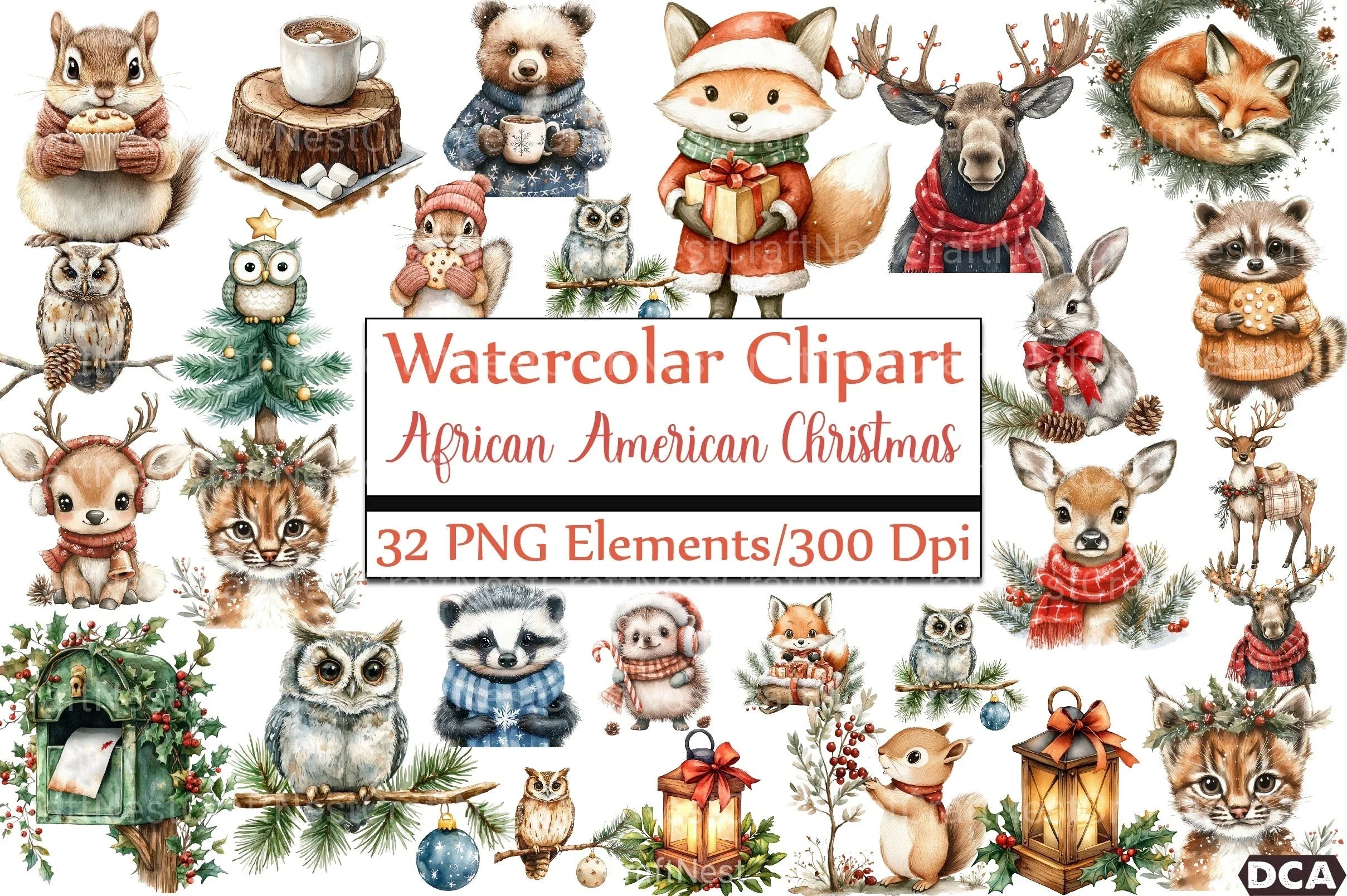 African American Christmas Clipart Bundle - CraftNest - Digital Crafting and Art