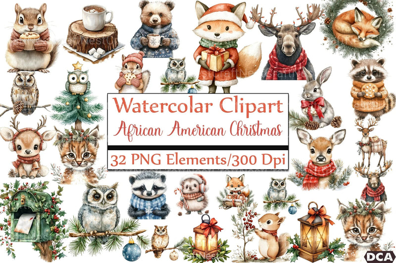 African American Christmas Clipart Bundle - CraftNest - Digital Crafting and Art
