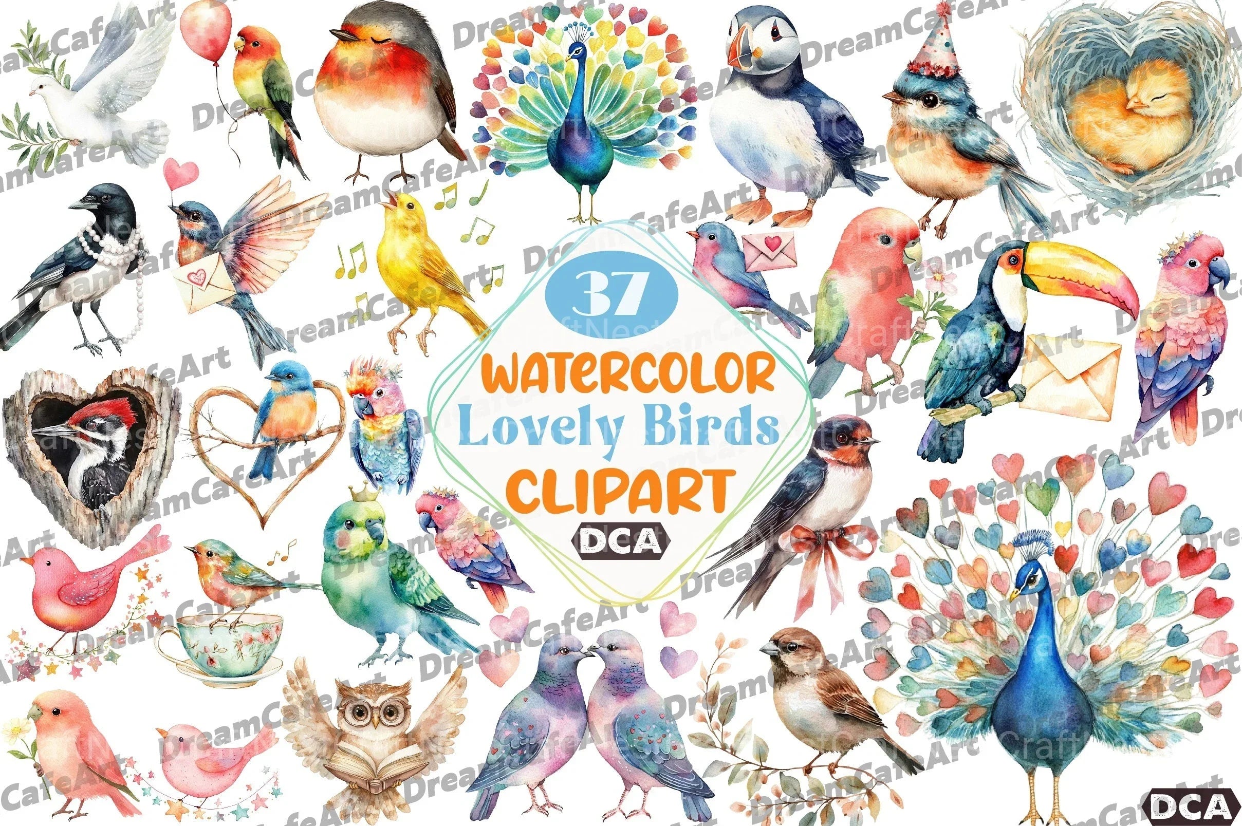 Lovely Birds Clipart Bundle - CraftNest - Digital Crafting and Art