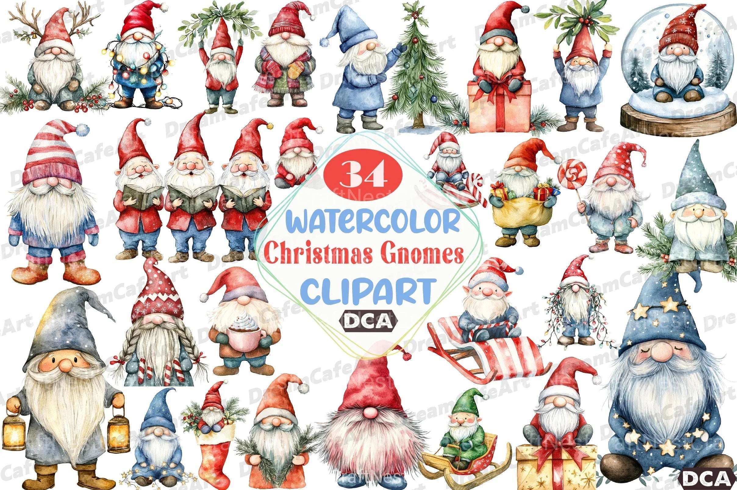 Merry Christmas Gnomes Clipart Bundle - CraftNest - Digital Crafting and Art