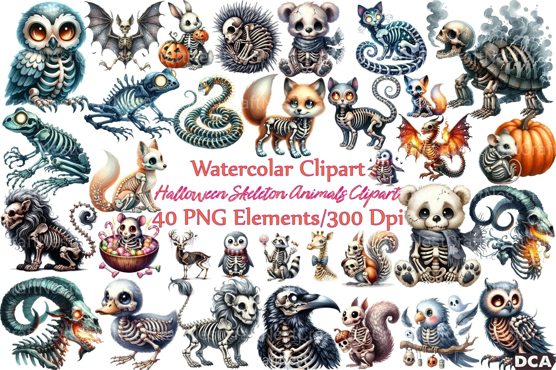 Halloween Skeleton Animals Clipart Bundle - CraftNest - Digital Crafting and Art