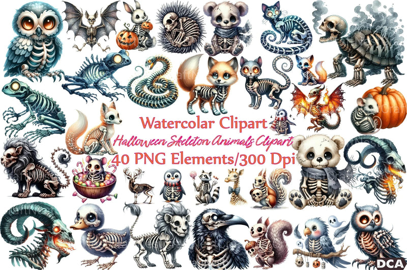 Halloween Skeleton Animals Clipart Bundle - CraftNest - Digital Crafting and Art