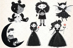 Whimsical Gothic Vampire Dolls Clipart Bundle - CraftNest - Digital Crafting and Art