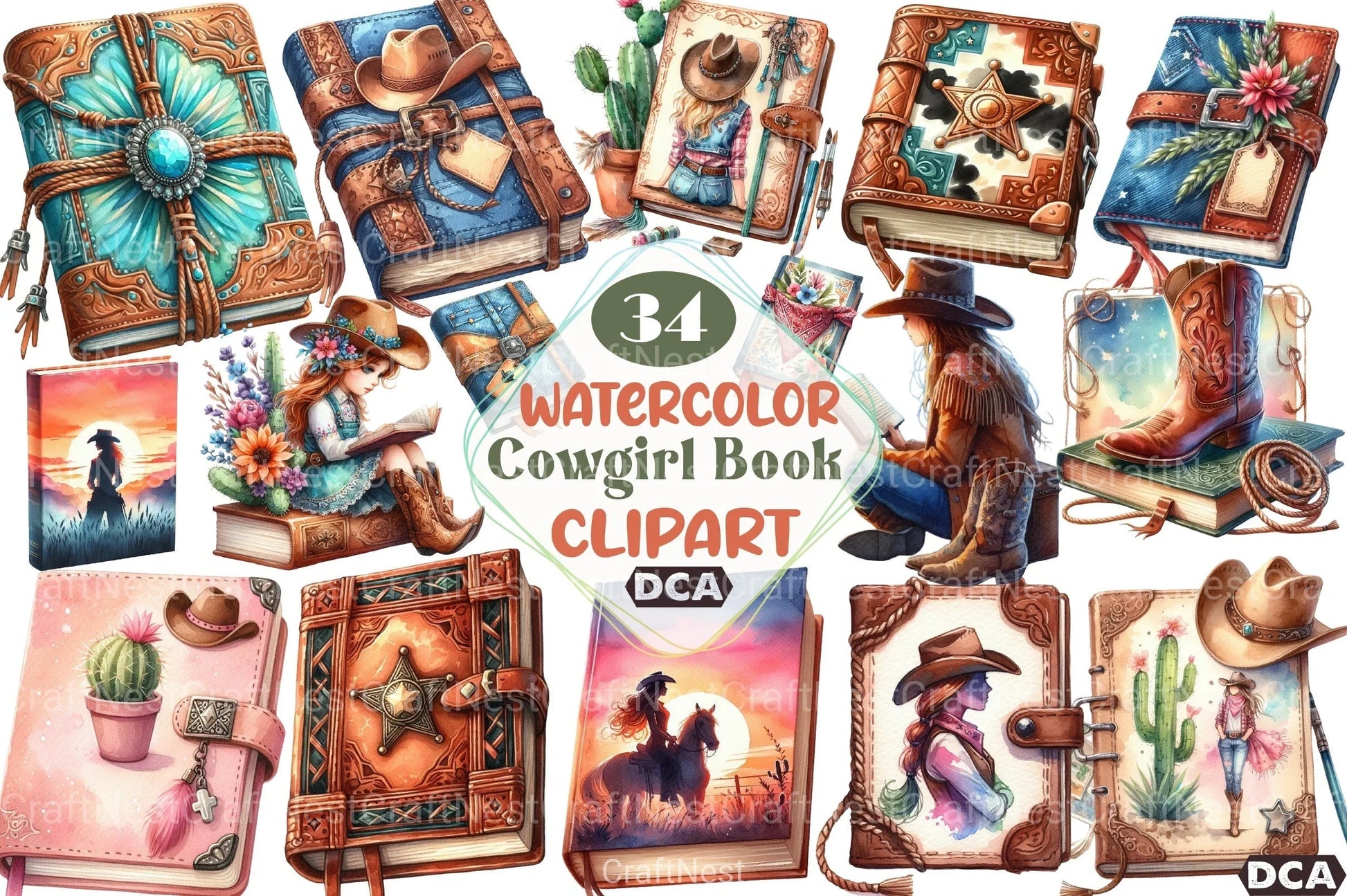 Western Cowgirl Book Clipart Bundle 2 - CraftNest - Digital Crafting and Art