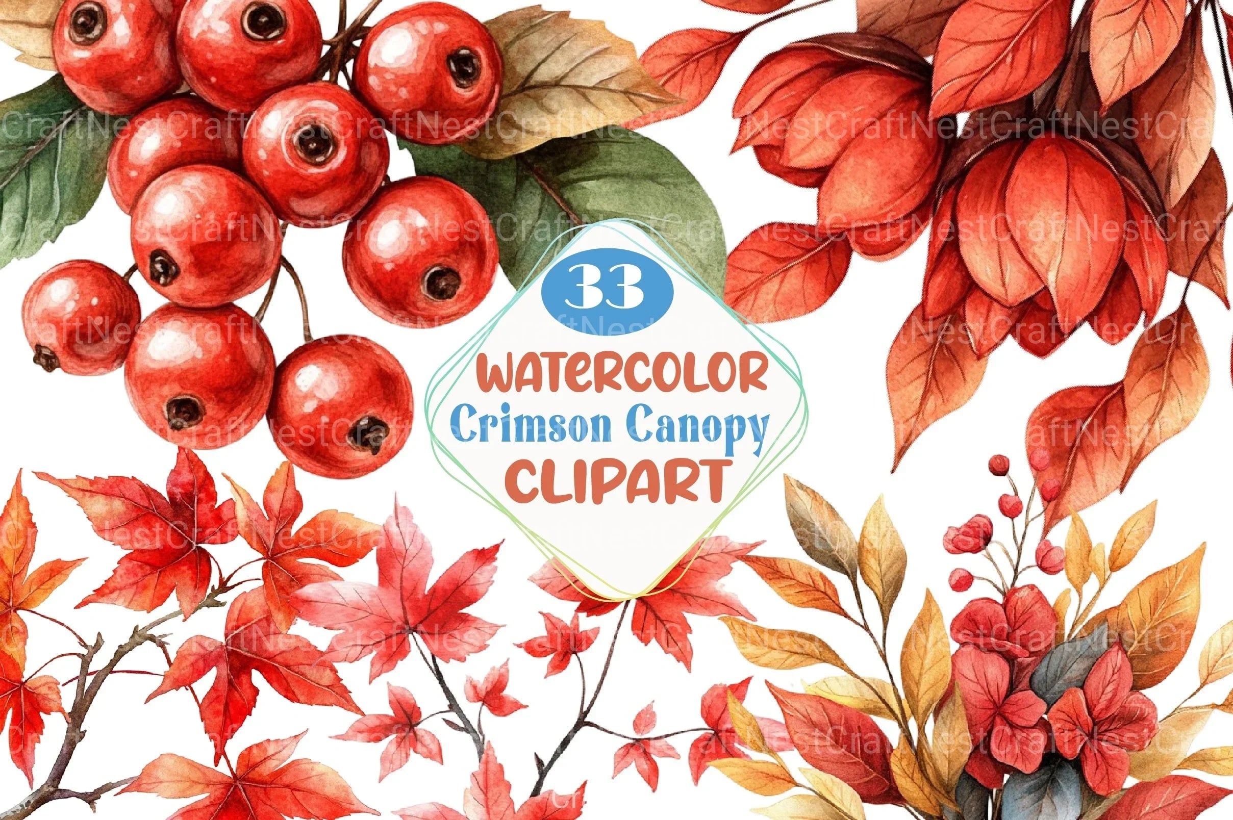 Crimson Canopy Clipart Bundle - CraftNest - Digital Crafting and Art