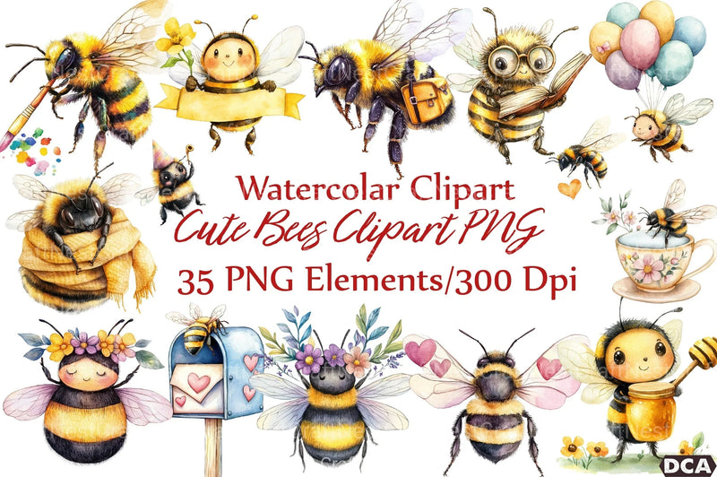 Cute Bees Clipart Bundle 16 - CraftNest - Digital Crafting and Art