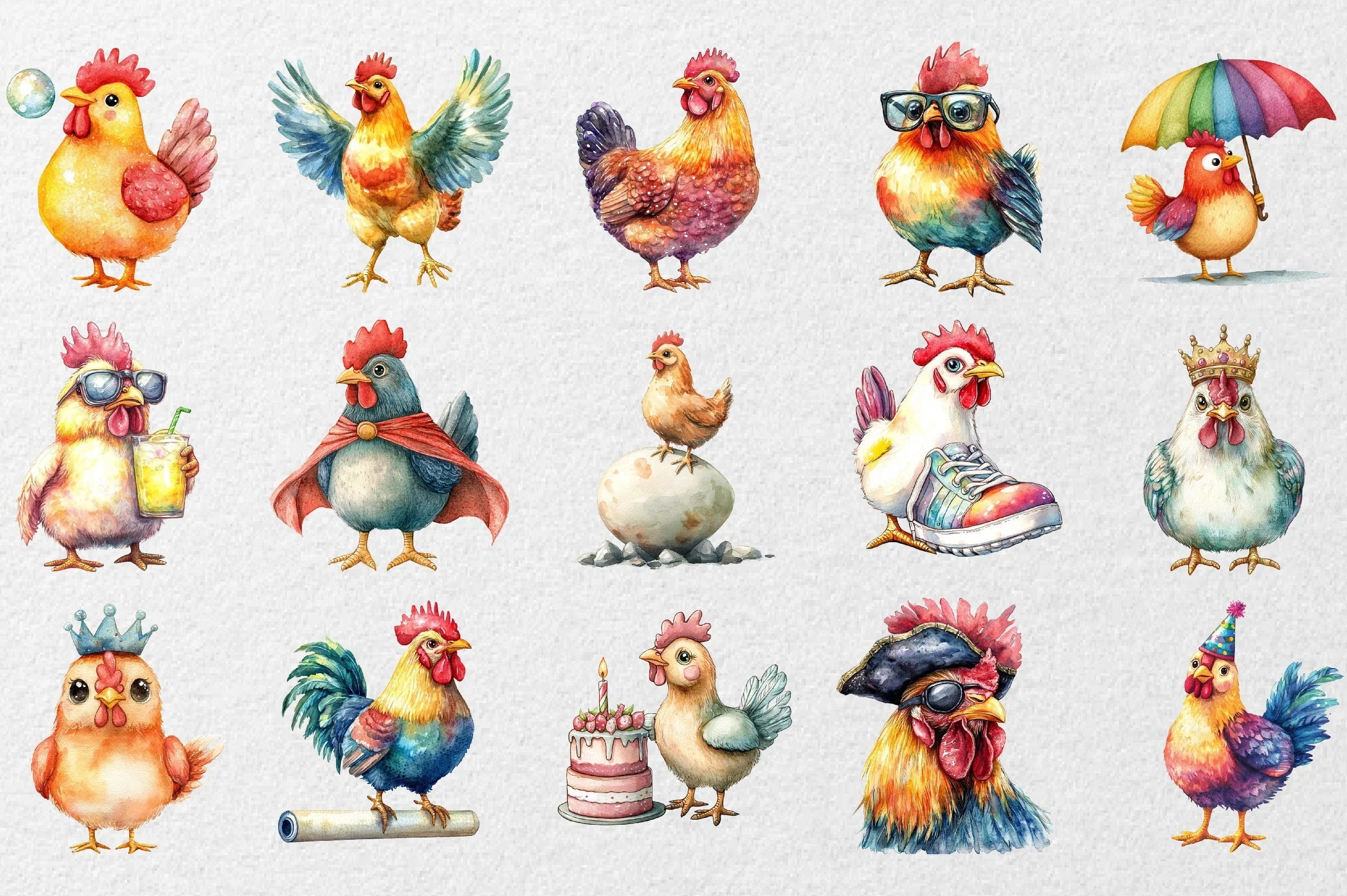 Funny Chicken Clipart Bundle - CraftNest - Digital Crafting and Art
